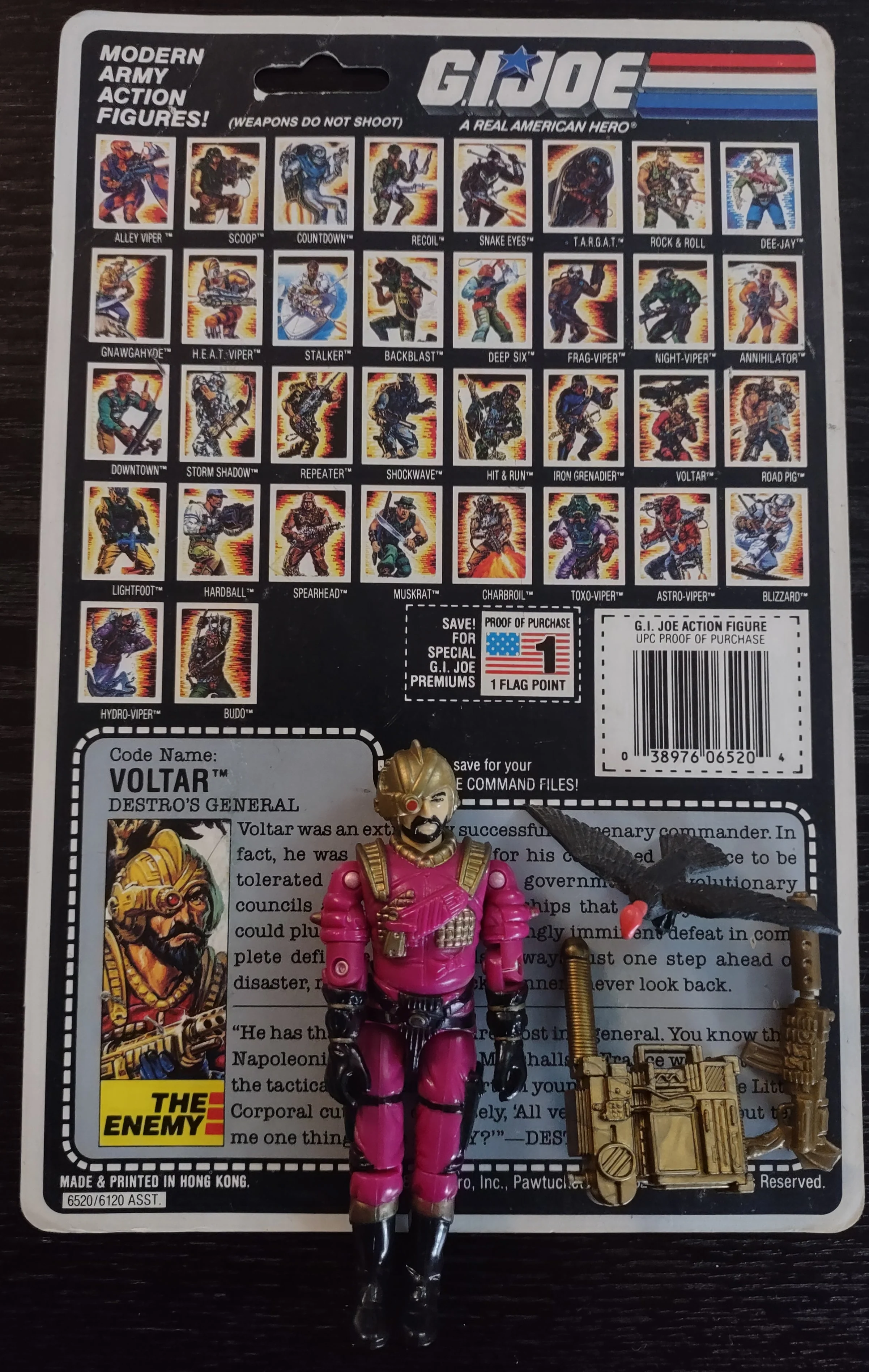 G.I. JOE: VOLTAR (1988) - LOOSE FIGURE (FIGURE COMPLETE WITH CARD)(NO MICRO FIGURE)