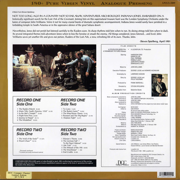 John Williams - Raiders Of The Lost Ark OST (Used LP) - Image 2