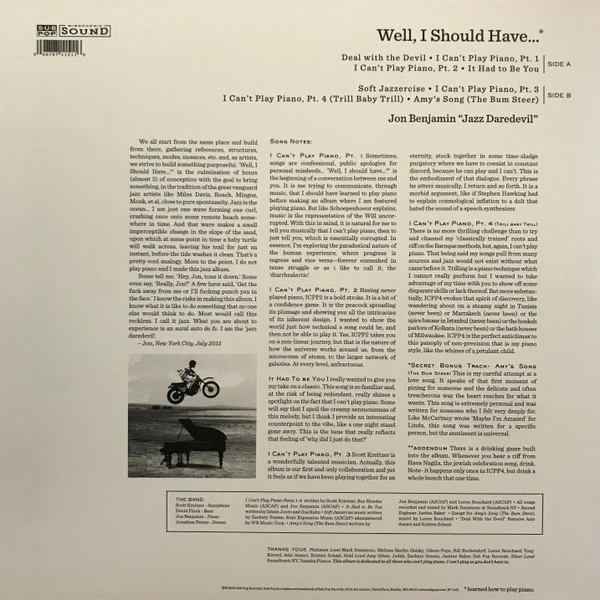 Jon Benhamin "Jazz Daredevil" - Well I Should Have (Tri-Colour) (Used LP) - Image 2