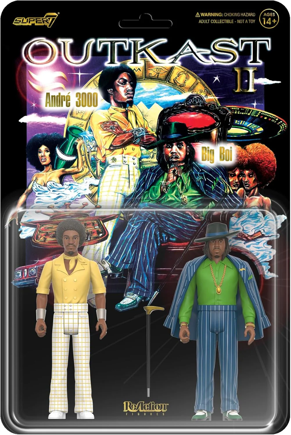 OUTKAST: BIG BOI/ANDRE 3000 (AQUEMINI 2-PACK) - SUPER 7-REACTION-3.75"
