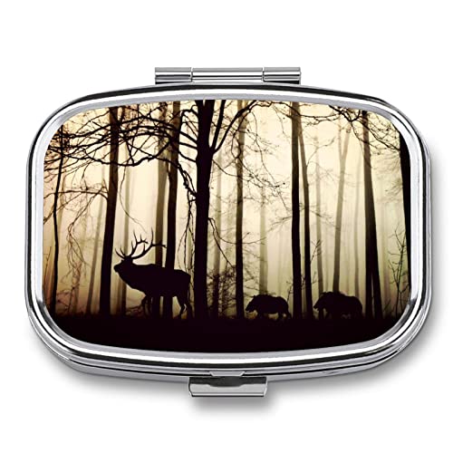 POCKET PILL BOX DEERS FOREST ANIMAL PORTABLE PILL AND VITAMIN STORAGE BOX FOR PURSE POCKET TRAVEL GIFTS
